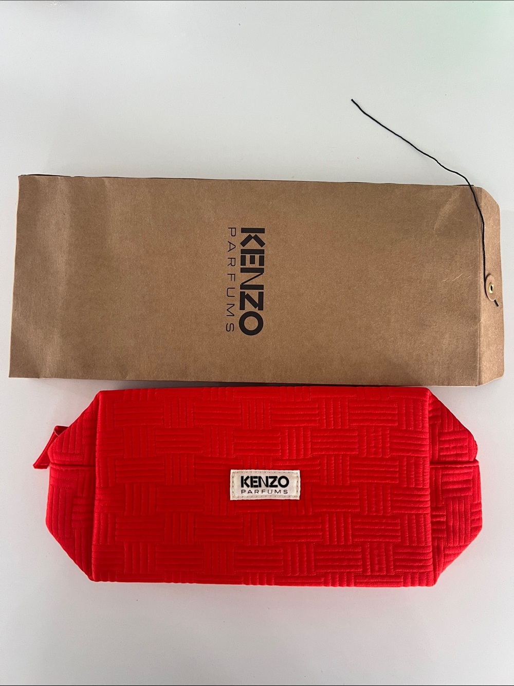 Kenzo Red Quilted Logo Cosmetic Pouch